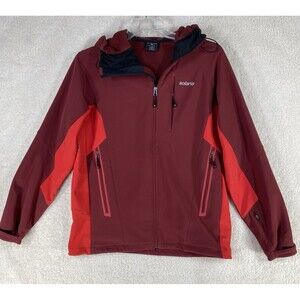 Solaris Jacket Mens Sz Med Red Full Zip Soft Polyester Zip Pockets Hooded Soft